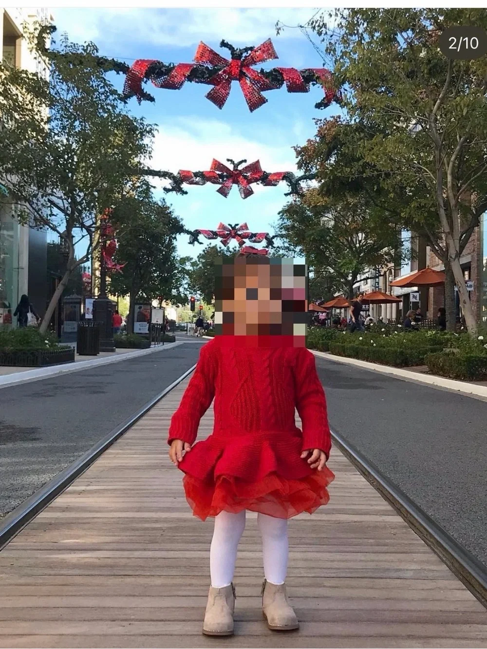 Red Holidays Sweater Cable Knit Tutu Dress with Tulle Trim